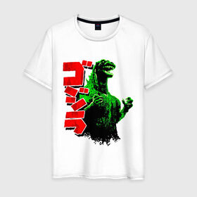 Мужская футболка хлопок с принтом Godzilla в Белгороде, 100% хлопок | прямой крой, круглый вырез горловины, длина до линии бедер, слегка спущенное плечо. | годзилла