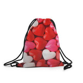 Рюкзак-мешок 3D с принтом Candy в Белгороде, 100% полиэстер | плотность ткани — 200 г/м2, размер — 35 х 45 см; лямки — толстые шнурки, застежка на шнуровке, без карманов и подкладки | heart | love | любовь | сердца