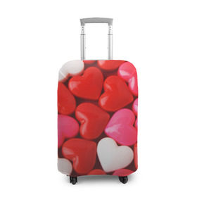 Чехол для чемодана 3D с принтом Candy в Белгороде, 86% полиэфир, 14% спандекс | двустороннее нанесение принта, прорези для ручек и колес | heart | love | любовь | сердца
