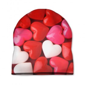Шапка 3D с принтом Candy в Белгороде, 100% полиэстер | универсальный размер, печать по всей поверхности изделия | heart | love | любовь | сердца