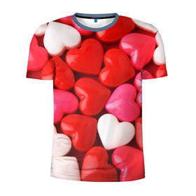 Мужская футболка 3D спортивная с принтом Candy в Белгороде, 100% полиэстер с улучшенными характеристиками | приталенный силуэт, круглая горловина, широкие плечи, сужается к линии бедра | heart | love | любовь | сердца
