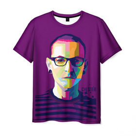 Мужская футболка 3D с принтом Честер Беннингтон в Белгороде, 100% полиэфир | прямой крой, круглый вырез горловины, длина до линии бедер | линкин парк