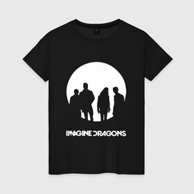 Женская футболка хлопок с принтом Imagine Dragons в Белгороде, 100% хлопок | прямой крой, круглый вырез горловины, длина до линии бедер, слегка спущенное плечо | imagine dragons