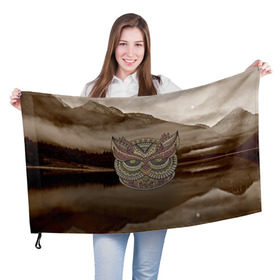 Флаг 3D с принтом Филин в Белгороде, 100% полиэстер | плотность ткани — 95 г/м2, размер — 67 х 109 см. Принт наносится с одной стороны | 