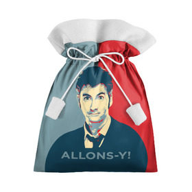 Подарочный 3D мешок с принтом ALLONS-Y! в Белгороде, 100% полиэстер | Размер: 29*39 см | арт | десятый доктор | доктор кто | надпись | сериал | тардис | фильмы