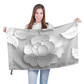 Флаг 3D с принтом Grey flowers в Белгороде, 100% полиэстер | плотность ткани — 95 г/м2, размер — 67 х 109 см. Принт наносится с одной стороны | 