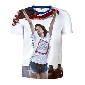 Мужская футболка 3D спортивная с принтом Lana Del Rey в Белгороде, 100% полиэстер с улучшенными характеристиками | приталенный силуэт, круглая горловина, широкие плечи, сужается к линии бедра | lana del rey | лана дель рей