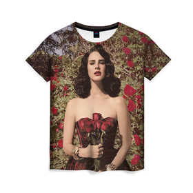 Женская футболка 3D с принтом Lana Del Rey в Белгороде, 100% полиэфир ( синтетическое хлопкоподобное полотно) | прямой крой, круглый вырез горловины, длина до линии бедер | lana del rey | лана дель рей
