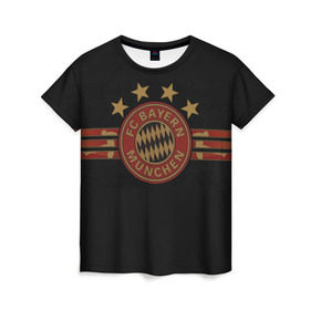 Женская футболка 3D с принтом Бавария Мюнхен в Белгороде, 100% полиэфир ( синтетическое хлопкоподобное полотно) | прямой крой, круглый вырез горловины, длина до линии бедер | fc bayern munchen | football | бавария | бавария мюнхен | германия | клуб | спорт | футбол | эмблема