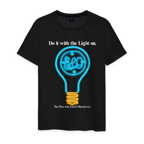Мужская футболка хлопок с принтом The Electric Light Orchestra в Белгороде, 100% хлопок | прямой крой, круглый вырез горловины, длина до линии бедер, слегка спущенное плечо. | electric | electronic | elo | light | music | orchestra | музыка | электронная | эло