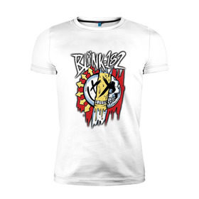 Мужская футболка премиум с принтом MIXED UP Blink-182 в Белгороде, 92% хлопок, 8% лайкра | приталенный силуэт, круглый вырез ворота, длина до линии бедра, короткий рукав | Тематика изображения на принте: 3 | mixed | rock | музыка | рок | череп