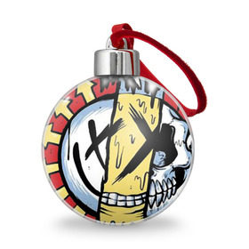Ёлочный шар с принтом MIXED UP Blink-182 в Белгороде, Пластик | Диаметр: 77 мм | Тематика изображения на принте: 3 | mixed | rock | музыка | рок | череп