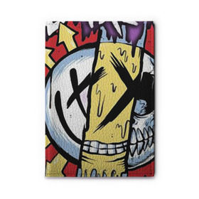 Обложка для автодокументов с принтом MIXED UP Blink-182 в Белгороде, натуральная кожа |  размер 19,9*13 см; внутри 4 больших “конверта” для документов и один маленький отдел — туда идеально встанут права | 3 | mixed | rock | музыка | рок | череп