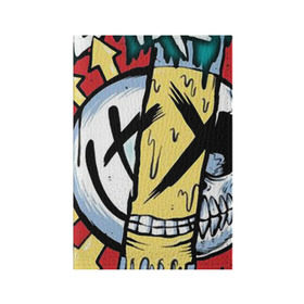 Обложка для паспорта матовая кожа с принтом MIXED UP Blink-182 в Белгороде, натуральная матовая кожа | размер 19,3 х 13,7 см; прозрачные пластиковые крепления | Тематика изображения на принте: 3 | mixed | rock | музыка | рок | череп