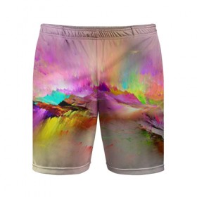 Мужские шорты 3D спортивные с принтом Краски неба в Белгороде,  |  | abstract | background | bright | colorful | colors | painting | rainbow | splash | краски | фон