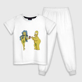 Детская пижама хлопок с принтом Симпсоны в Белгороде, 100% хлопок |  брюки и футболка прямого кроя, без карманов, на брюках мягкая резинка на поясе и по низу штанин
 | bart | homer | love | simpsons | адам | барт | гомер | ева | любовь | мульт | мультфильм | пончик | симпсоны
