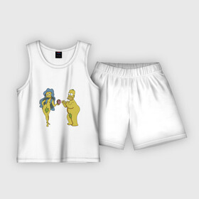 Детская пижама с шортами хлопок с принтом Симпсоны в Белгороде,  |  | bart | homer | love | simpsons | адам | барт | гомер | ева | любовь | мульт | мультфильм | пончик | симпсоны