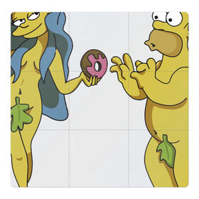 Магнитный плакат 3Х3 с принтом Симпсоны в Белгороде, Полимерный материал с магнитным слоем | 9 деталей размером 9*9 см | bart | homer | love | simpsons | адам | барт | гомер | ева | любовь | мульт | мультфильм | пончик | симпсоны