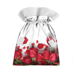 Подарочный 3D мешок с принтом Розы в Белгороде, 100% полиэстер | Размер: 29*39 см | Тематика изображения на принте: flowers | gift | hearts | love | red | romantic | roses | valentines day | красные розы | сердечки