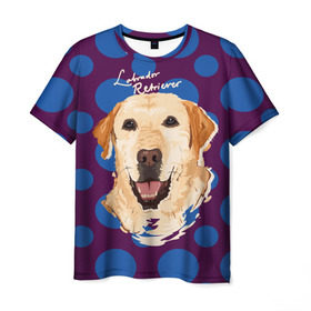 Мужская футболка 3D с принтом Лабрадор Ретривер в Белгороде, 100% полиэфир | прямой крой, круглый вырез горловины, длина до линии бедер | animal | dog | labrador retriever | pet | puppy | арт | животные | лабрадор | пес | собаки