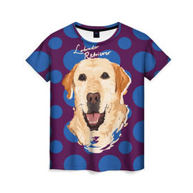 Женская футболка 3D с принтом Лабрадор Ретривер в Белгороде, 100% полиэфир ( синтетическое хлопкоподобное полотно) | прямой крой, круглый вырез горловины, длина до линии бедер | animal | dog | labrador retriever | pet | puppy | арт | животные | лабрадор | пес | собаки