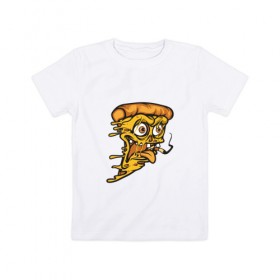 Детская футболка хлопок с принтом Crazy Pizza в Белгороде, 100% хлопок | круглый вырез горловины, полуприлегающий силуэт, длина до линии бедер | Тематика изображения на принте: 