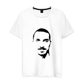Мужская футболка хлопок с принтом Златан Ибрагимович в Белгороде, 100% хлопок | прямой крой, круглый вырез горловины, длина до линии бедер, слегка спущенное плечо. | 