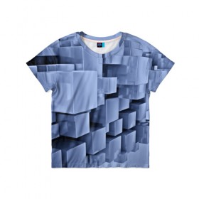 Детская футболка 3D с принтом Текстура в Белгороде, 100% гипоаллергенный полиэфир | прямой крой, круглый вырез горловины, длина до линии бедер, чуть спущенное плечо, ткань немного тянется | abstract | abstraction | block | tessera | абстракция | кубики | текстура