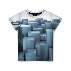 Детская футболка 3D с принтом Кубическая текстура в Белгороде, 100% гипоаллергенный полиэфир | прямой крой, круглый вырез горловины, длина до линии бедер, чуть спущенное плечо, ткань немного тянется | abstract | abstraction | block | tessera | абстракция | кубики | текстура