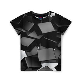 Детская футболка 3D с принтом Кубы материи в Белгороде, 100% гипоаллергенный полиэфир | прямой крой, круглый вырез горловины, длина до линии бедер, чуть спущенное плечо, ткань немного тянется | abstract | abstraction | block | tessera | абстракция | кубики | текстура