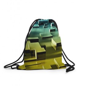 Рюкзак-мешок 3D с принтом Плавающие кубы в Белгороде, 100% полиэстер | плотность ткани — 200 г/м2, размер — 35 х 45 см; лямки — толстые шнурки, застежка на шнуровке, без карманов и подкладки | abstract | abstraction | block | tessera | абстракция | кубики | текстура