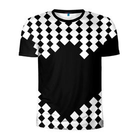 Мужская футболка 3D спортивная с принтом Шахматная клетка в Белгороде, 100% полиэстер с улучшенными характеристиками | приталенный силуэт, круглая горловина, широкие плечи, сужается к линии бедра | abstract | abstraction | block | tessera | абстракция | клетка | кубики | текстура