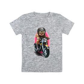 Детская футболка хлопок с принтом Кот мотоциклист в Белгороде, 100% хлопок | круглый вырез горловины, полуприлегающий силуэт, длина до линии бедер | moto | киса | кот | котэ | мото | мотоцикл | очки | шлем