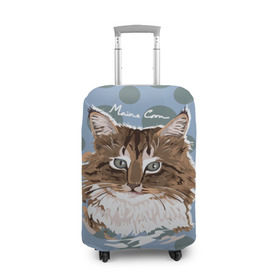 Чехол для чемодана 3D с принтом Мейн-Кун в Белгороде, 86% полиэфир, 14% спандекс | двустороннее нанесение принта, прорези для ручек и колес | cat | kitten | kitty | maine coon | pet | арт | животные | коты | кошки | кружочки | мейн кун | текстура