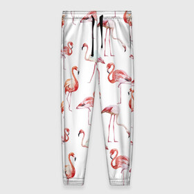 Женские брюки 3D с принтом Фламинго в Белгороде, полиэстер 100% | прямой крой, два кармана без застежек по бокам, с мягкой трикотажной резинкой на поясе и по низу штанин. В поясе для дополнительного комфорта — широкие завязки | vppdgryphon | арт | краска | прикольные | птицы | фламинго | цветные