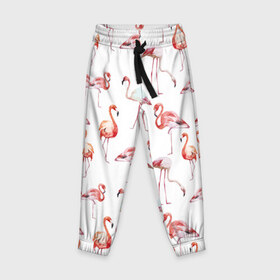 Детские брюки 3D с принтом Фламинго в Белгороде, 100% полиэстер | манжеты по низу, эластичный пояс регулируется шнурком, по бокам два кармана без застежек, внутренняя часть кармана из мелкой сетки | vppdgryphon | арт | краска | прикольные | птицы | фламинго | цветные