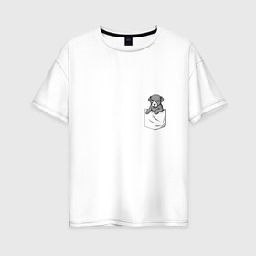 Женская футболка хлопок Oversize с принтом Карман в Белгороде, 100% хлопок | свободный крой, круглый ворот, спущенный рукав, длина до линии бедер
 | дог | карман | собака | щенок