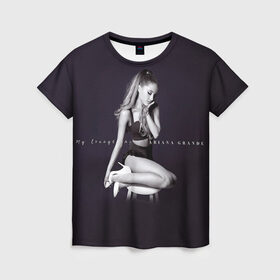 Женская футболка 3D с принтом Ariana Grande в Белгороде, 100% полиэфир ( синтетическое хлопкоподобное полотно) | прямой крой, круглый вырез горловины, длина до линии бедер | ariana grande