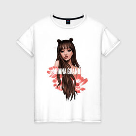 Женская футболка хлопок с принтом Ariana Grande в Белгороде, 100% хлопок | прямой крой, круглый вырез горловины, длина до линии бедер, слегка спущенное плечо | ariana grande