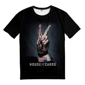 Мужская футболка 3D с принтом House of Cards в Белгороде, 100% полиэфир | прямой крой, круглый вырез горловины, длина до линии бедер | Тематика изображения на принте: house of cards | карточный домик | кевин спейси | сериалы