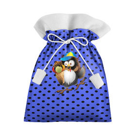 Подарочный 3D мешок с принтом Счастливый совенок в Белгороде, 100% полиэстер | Размер: 29*39 см | Тематика изображения на принте: owl | summer | животные | лето | мороженое | полуночник | природа | сова | сыч | филин