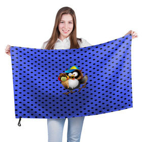 Флаг 3D с принтом Счастливый совенок в Белгороде, 100% полиэстер | плотность ткани — 95 г/м2, размер — 67 х 109 см. Принт наносится с одной стороны | owl | summer | животные | лето | мороженое | полуночник | природа | сова | сыч | филин