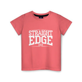 Детская футболка хлопок с принтом straight edge xxx в Белгороде, 100% хлопок | круглый вырез горловины, полуприлегающий силуэт, длина до линии бедер | Тематика изображения на принте: drugfree | edge | hardcore | punk | sxe