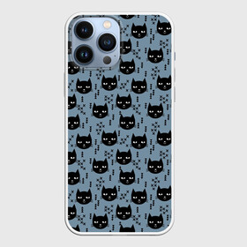 Чехол для iPhone 13 Pro Max с принтом Хипстер коты 2 в Белгороде,  |  | cat | cat heads | felix | hipster | kitty | голова животного | голова кота | кот | котенок | котик | коты | кошка | милые котятки | с котами | треугольники | усатый полосатый | хипстер | черный кот