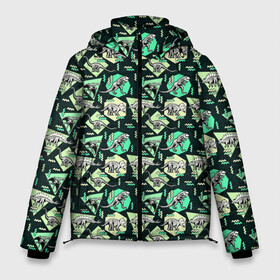 Мужская зимняя куртка 3D с принтом Динозавры в Белгороде, верх — 100% полиэстер; подкладка — 100% полиэстер; утеплитель — 100% полиэстер | длина ниже бедра, свободный силуэт Оверсайз. Есть воротник-стойка, отстегивающийся капюшон и ветрозащитная планка. 

Боковые карманы с листочкой на кнопках и внутренний карман на молнии. | геометрия | дино | динозавр | динозавр рекс | динозаврик | парк юрского периода | тиранозавр | треугольник | трицератопс | хищник