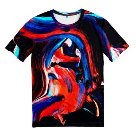 Мужская футболка 3D с принтом Узоры красок в Белгороде, 100% полиэфир | прямой крой, круглый вырез горловины, длина до линии бедер | абстракция | потертость | размытые | текстуры | цветные | яркие