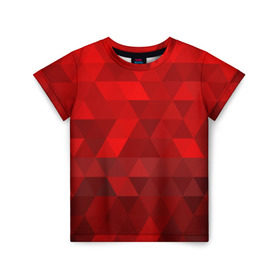 Детская футболка 3D с принтом Red pattern в Белгороде, 100% гипоаллергенный полиэфир | прямой крой, круглый вырез горловины, длина до линии бедер, чуть спущенное плечо, ткань немного тянется | геометрия | красный | треугольники