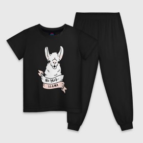 Детская пижама хлопок с принтом No prob-llama в Белгороде, 100% хлопок |  брюки и футболка прямого кроя, без карманов, на брюках мягкая резинка на поясе и по низу штанин
 | Тематика изображения на принте: lama | лама