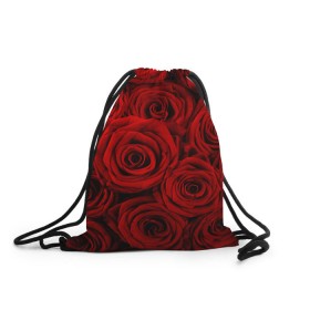 Рюкзак-мешок 3D с принтом Красные розы в Белгороде, 100% полиэстер | плотность ткани — 200 г/м2, размер — 35 х 45 см; лямки — толстые шнурки, застежка на шнуровке, без карманов и подкладки | букет | красный | розы | цветы