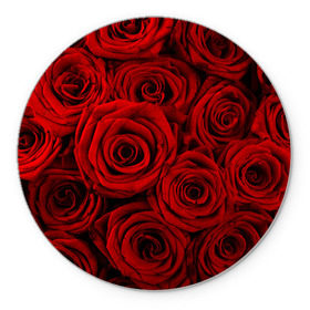 Коврик круглый с принтом Красные розы в Белгороде, резина и полиэстер | круглая форма, изображение наносится на всю лицевую часть | Тематика изображения на принте: букет | красный | розы | цветы